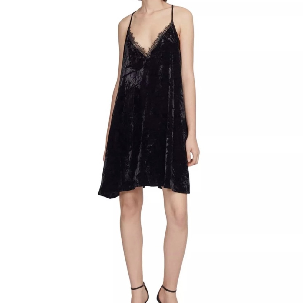 French Connection Womens Lorraone Velvet A-Line Dress